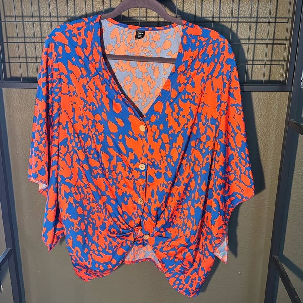 SHEIN multi color blouse oversized sleeves